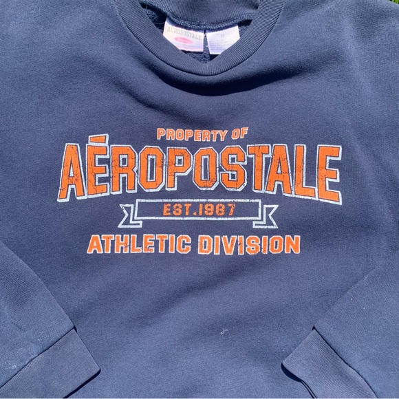 Vintage Y2K Aeropostale Navy Blue Athletic Sweatshirt Medium - Picture 1 of 4